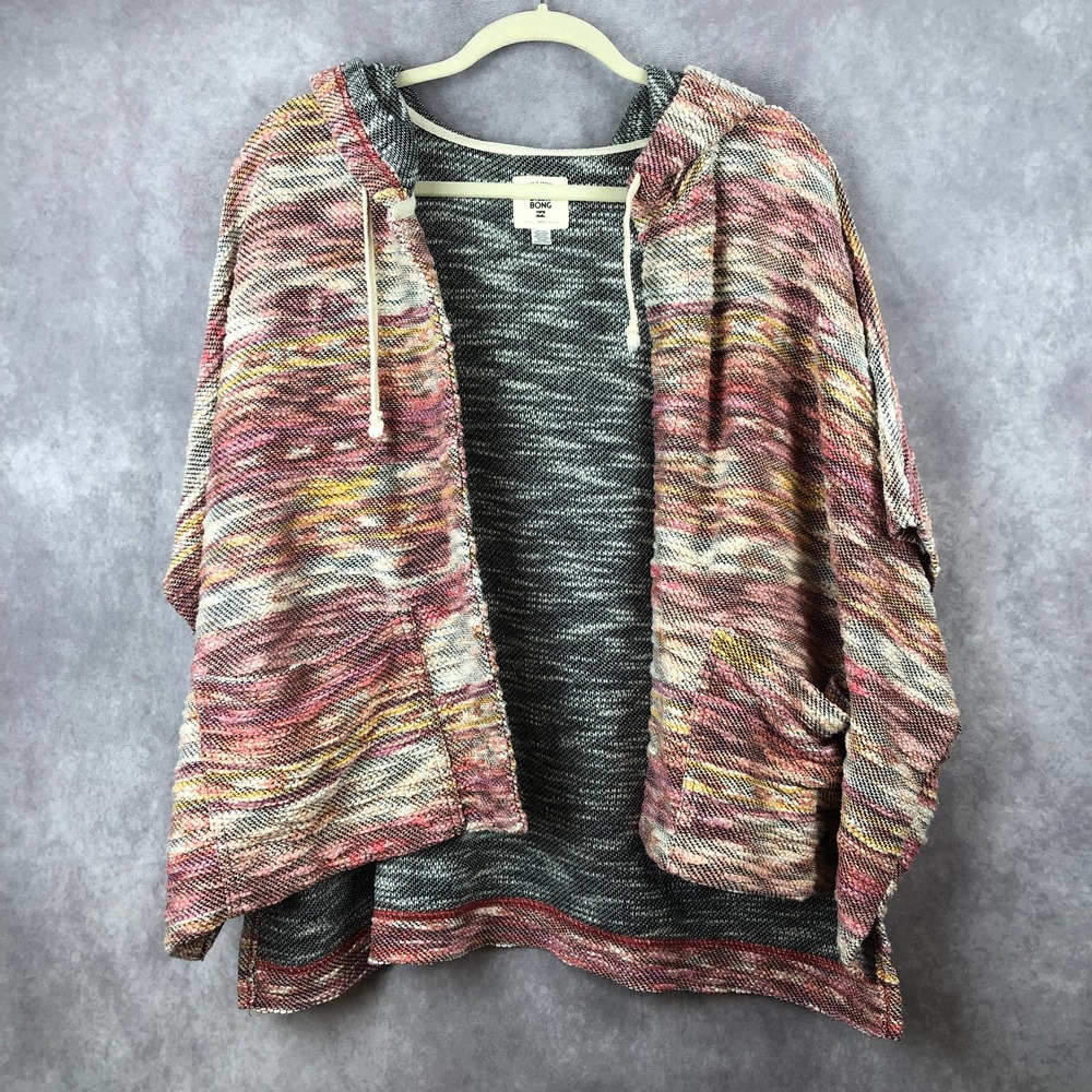 Billabong Shadow Views Hooded Poncho Womens S/M Oversized Southwestern Cardigan